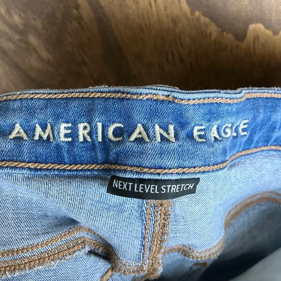 American Eagle Womens Jeans Blue Denim Distressed Jegging Next Level Stretch 12 - Picture 4 of 12